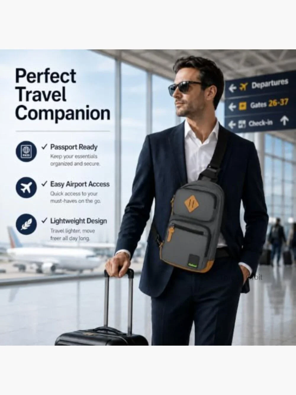 Waterproof Lightweight Sling Crossbody Bag with Multi-Pockets